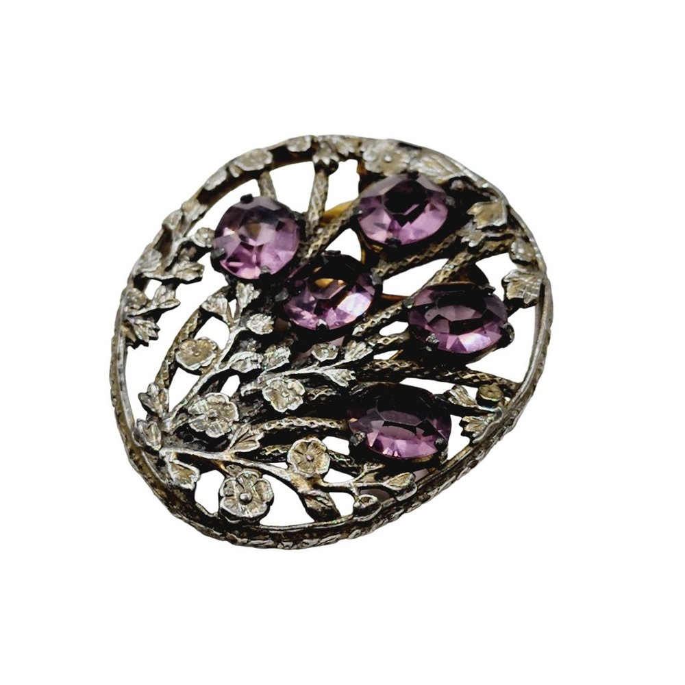 Antique Amethyst Glass Dress Clip (A1261)
